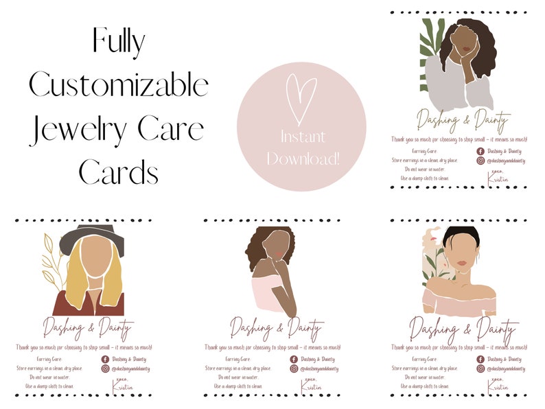 Jewelry Care Card Polymer Clay Jewelry Care Card Editable Etsy