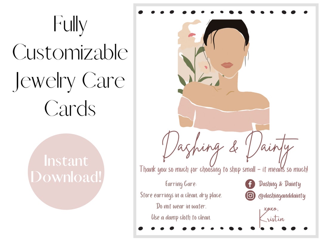 polymer-clay-jewelry-care-card-canva-template for Free Printable Jewelry Care Card Polymer Clay Jewelry Care Card - Canva Template for Free Printable Jewelry Care Card