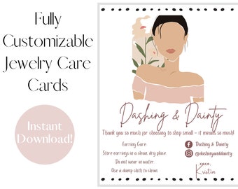 Jewelry Care Card | Polymer Clay Jewelry Care Card | Editable Jewelry Care Card Template | Jewelry Care Instructions | Canva Template