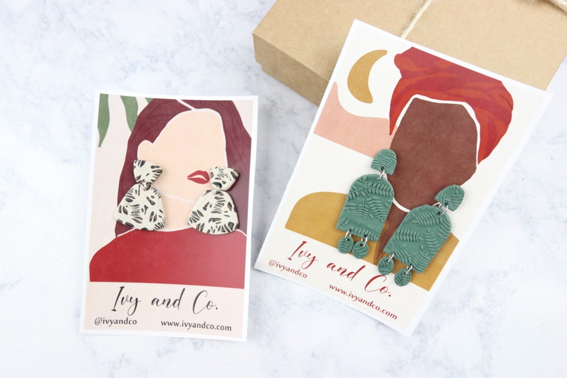 Earring Display Cards Custom Earring Cards Clay Earring Etsy