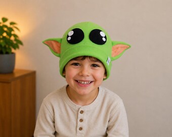 Baby Yoda beanie, yoda costume, Kid baby yoda costume, baby yoda halloween, baby yoda adult beanie