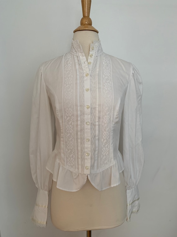 Gunne Sax Victorian Revival Blouse with Buttons an