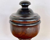 Beautiful Antique Treen-ware Lidded Turned Bowl on Stand, Early Primitive Americana Decor, Handmade Wooden Bowl