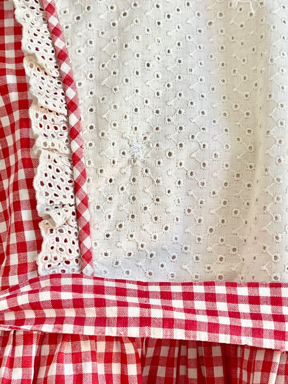 Adorable Vintage Gingham Red and White Check Girl… - image 3