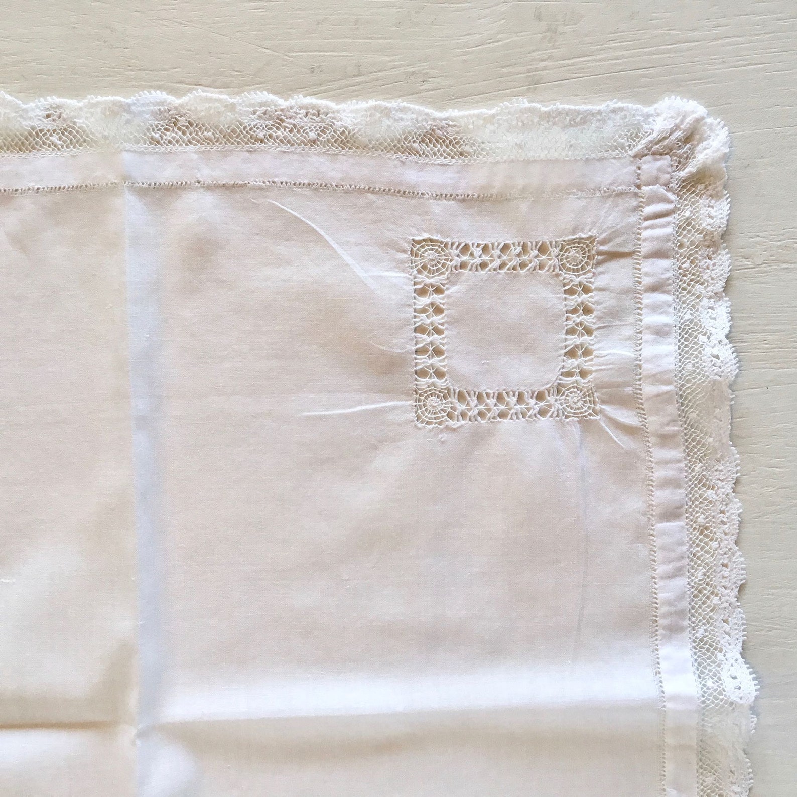 Antique White Linen Handkerchief With Lace and Cutwork - Etsy