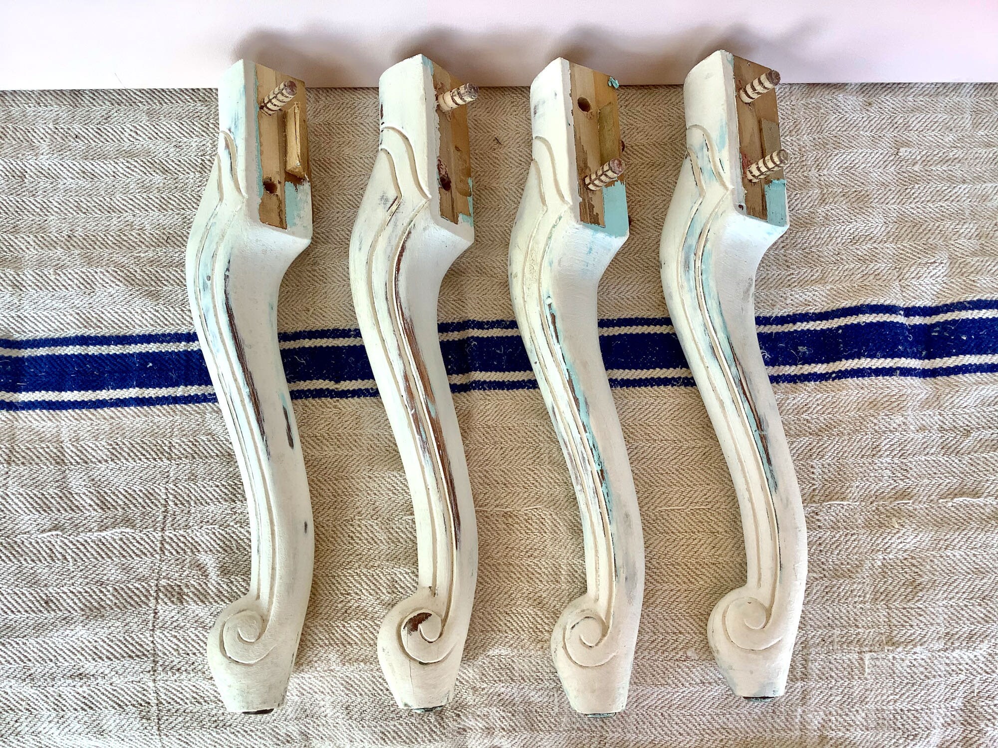 Set of Four Vintage FrenchStyle Furniture Legs Chair Short Etsy