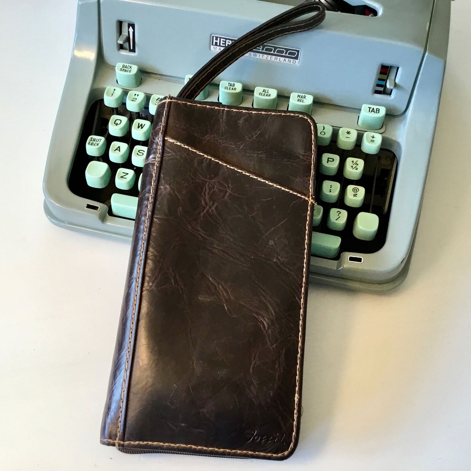 Vintage Fossil Leather Passport Wallet Large Travel Wallet Etsy