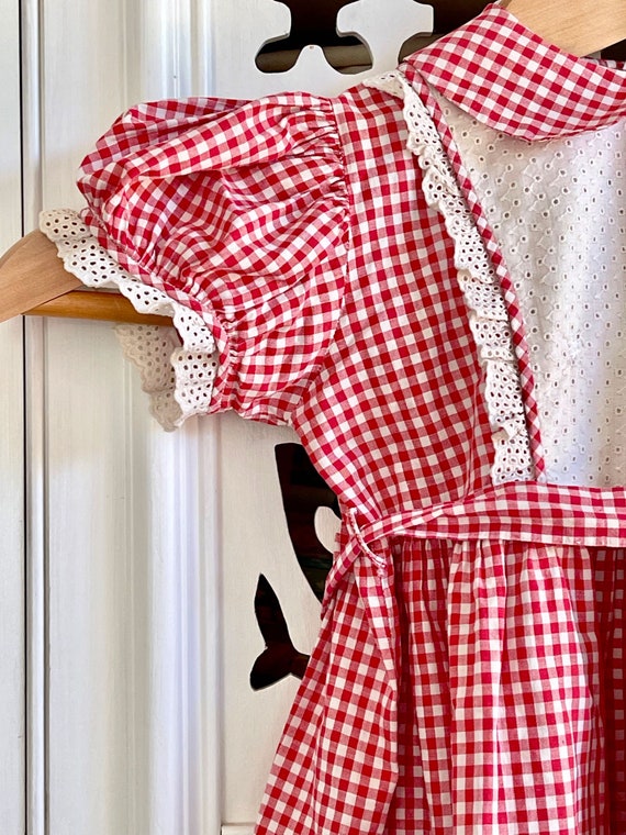 Adorable Vintage Gingham Red and White Check Girl… - image 4