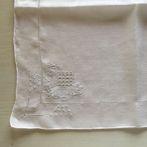 Lovely Antique White Linen Handkerchief with Embr… - image 6