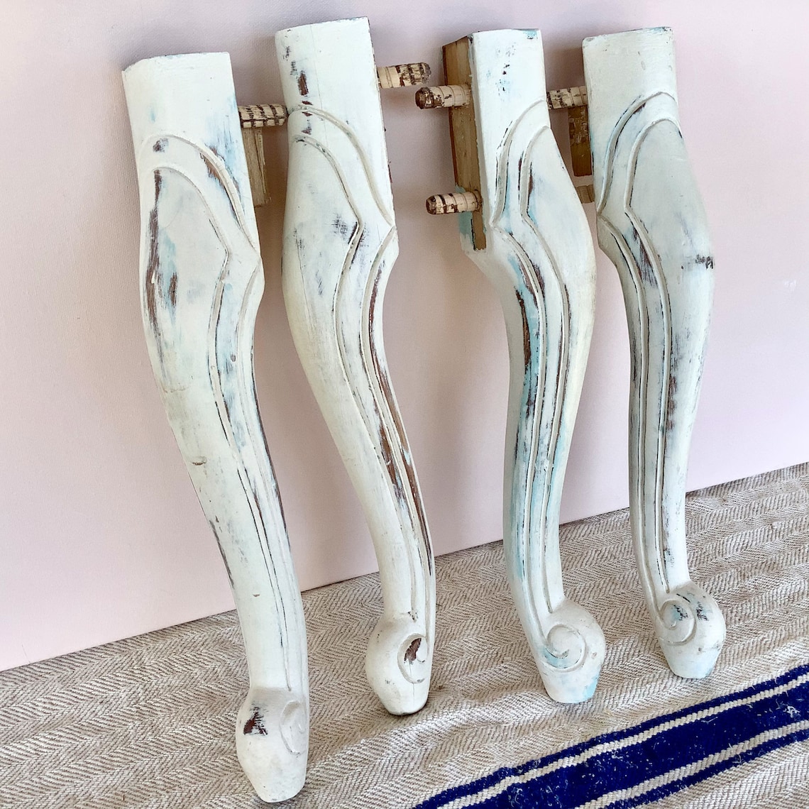 Set of Four Vintage FrenchStyle Furniture Legs Chair Short Etsy