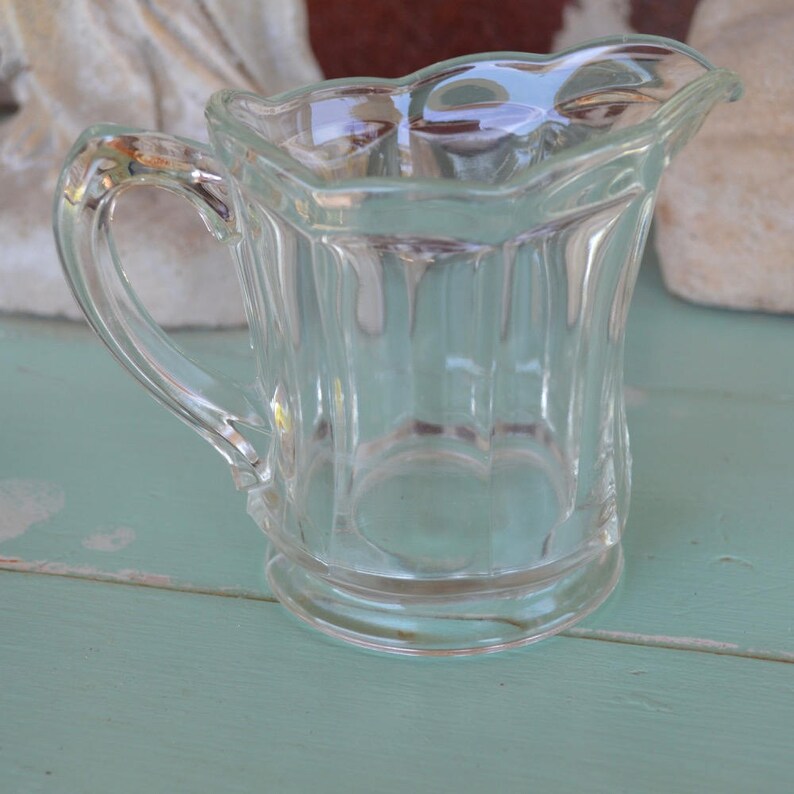Antique Clear Glass Creamer With Scallop Edge Small Pitcher Etsy