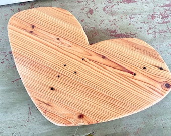 Handcraft Hardwood Heart Cutting Board, Wooden Serving Tray, Cheese and Bread, Reclaimed Salvage Lumber