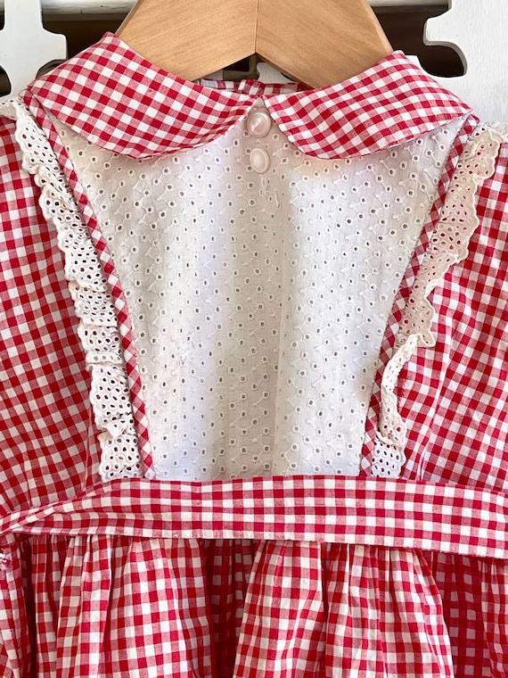 Adorable Vintage Gingham Red and White Check Girl… - image 2