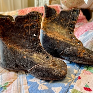 Antique Fancy Baby Boots, Antique Kids Shoes, Doll Making Supplies