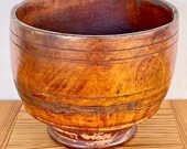 Gorgeous Antique Treen-Ware Handmade Bowl, Early Americana Primitive Decor, Handmade Wooden Bowl