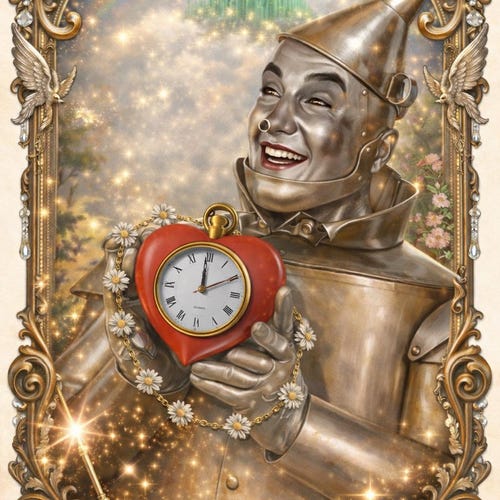 Tin Man's Testimonial Heart ART-Prop with a real working clock
