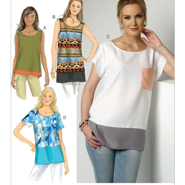 Butterick B6214 Misses' Contrast-Band Tops