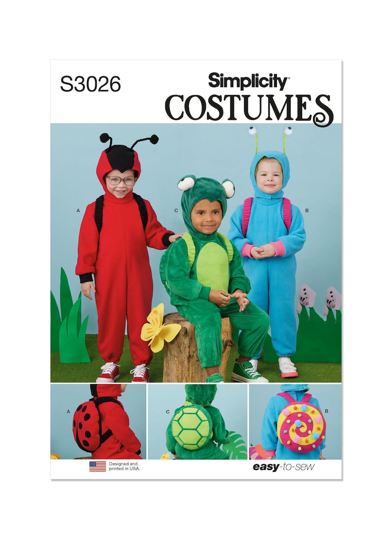Simplicity S3026 Toddlers' Cozy Ladybug, Snail and Turtle Costumes ...