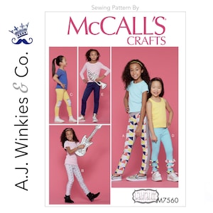 Children's/Girls' Leggings with Contrast Band and Ruffle Details - McCall's M7560