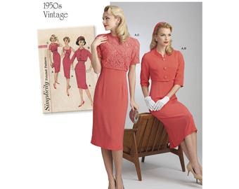 Simplicity 8460 Robe et vestes vintage années 50 pour femme