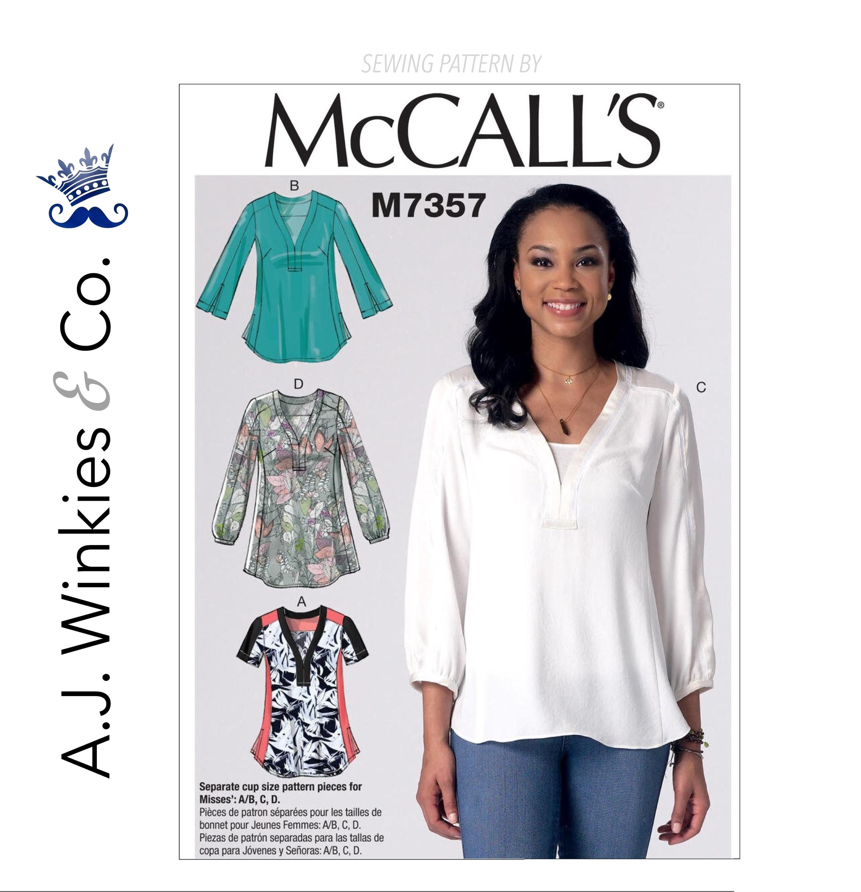 ②③、②⑥ トップス2枚 ミセス向けヨーク付きバンドトップス - McCall's M7357 - Etsy 日本