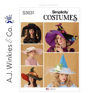 Adult Costume Hats Witch and 1900's Period Styles - Simplicity S3031