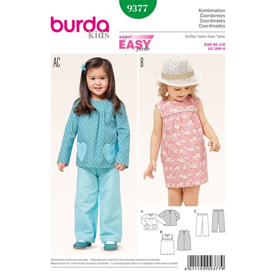 Burda Kids 9377 Jurk met schouderpas blouse elastische broek