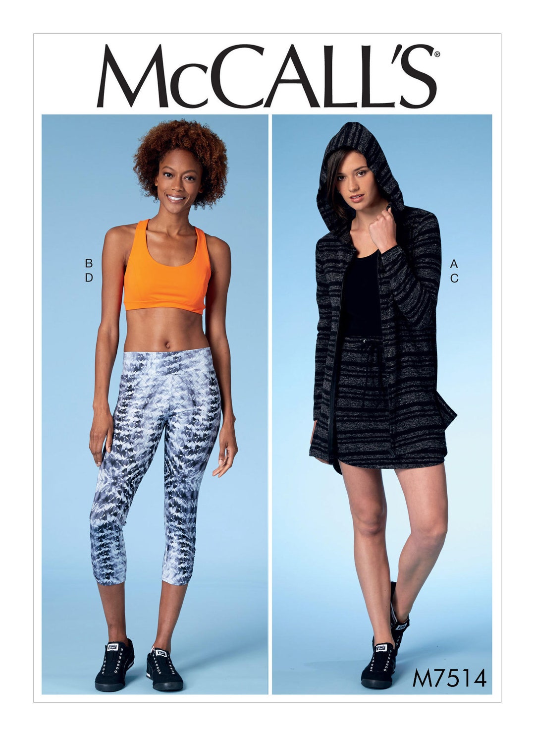 Mccall's M7514 Misses' Jacket W/ Hood, Sports Bra, Drawstring Skirt ...