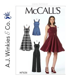 Misses' Dresses, Belt, Romper, and Jumpsuit with Pockets - McCalls M7626