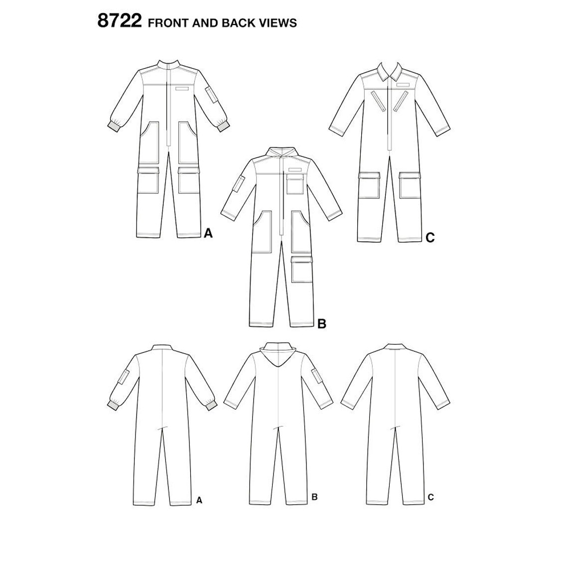 Simplicity S8722 Unisex Flight Suit Coverall Overalls - Etsy