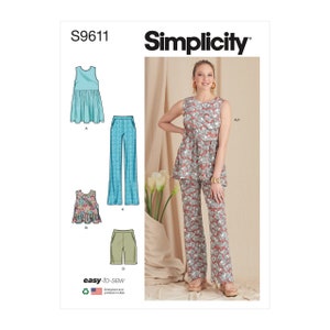 Misses&#39; Tunic, Cropped Top, Pants and Shorts - Simplicity S9611