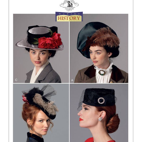 Butterick B6397 Edwardian Downton Abby Misses' Hats in Four Styles