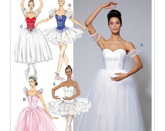 McCall's M7615 Misses' Ballet Costumes with Boned Bodice, Skirt, and Sleeve Variations