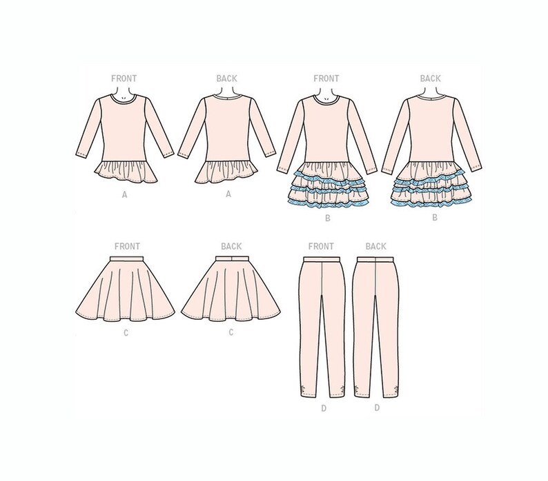 Mccall's M7274 Children's/girls' Tops, Dress, Skirt and Leggings - Etsy