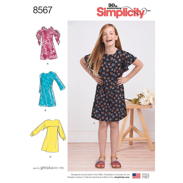 Simplicity 8567 Girls' and Girls' Plus Dress