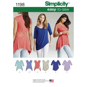 Simplicity 1198 Misses&#39; V-Neck Knit Tops in Two Styles