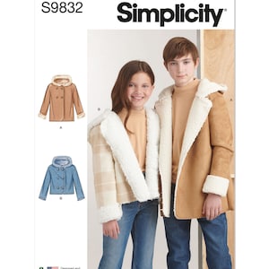 Girls' and Boys' Faux Sheepskin Coats In Two Lengths Size A (7-14) - Simplicity S9832