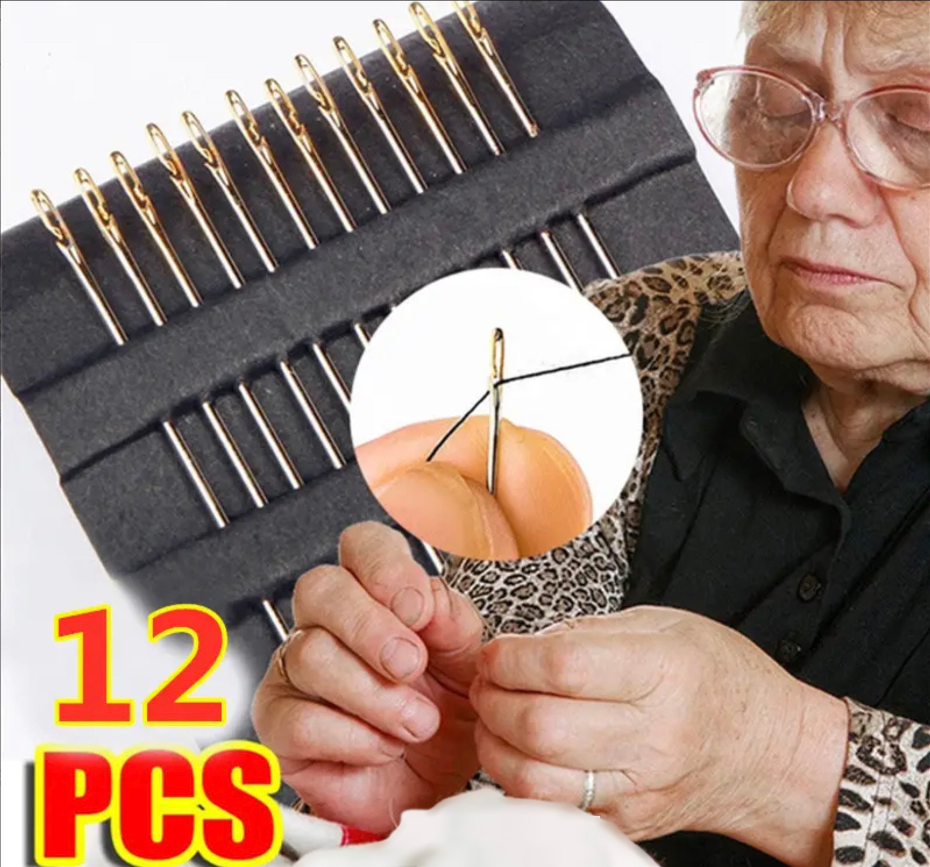 Easy to Thread 12pcs Hand Sewing Needles With Storage Box 