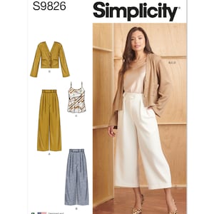 Misses&#39; Pants in Two Lengths, Camisole and Cardigan - Simplicity S9826