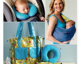 Cambiador, soporte para el cuello, portabebés y bolsa de pañales para bebé - Butterick B5798