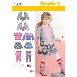 Simplicity 1332 Child&#39;s Skirt, Knit Leggings, Top and Cardigan