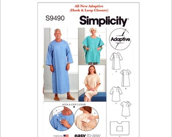 Simplicity S9490 Unisex Adaptive Recovery Gowns and Bed Robe