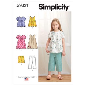 Children’s Tucked Tops, Dresses, Shorts and Trousers - Simplicity S9321