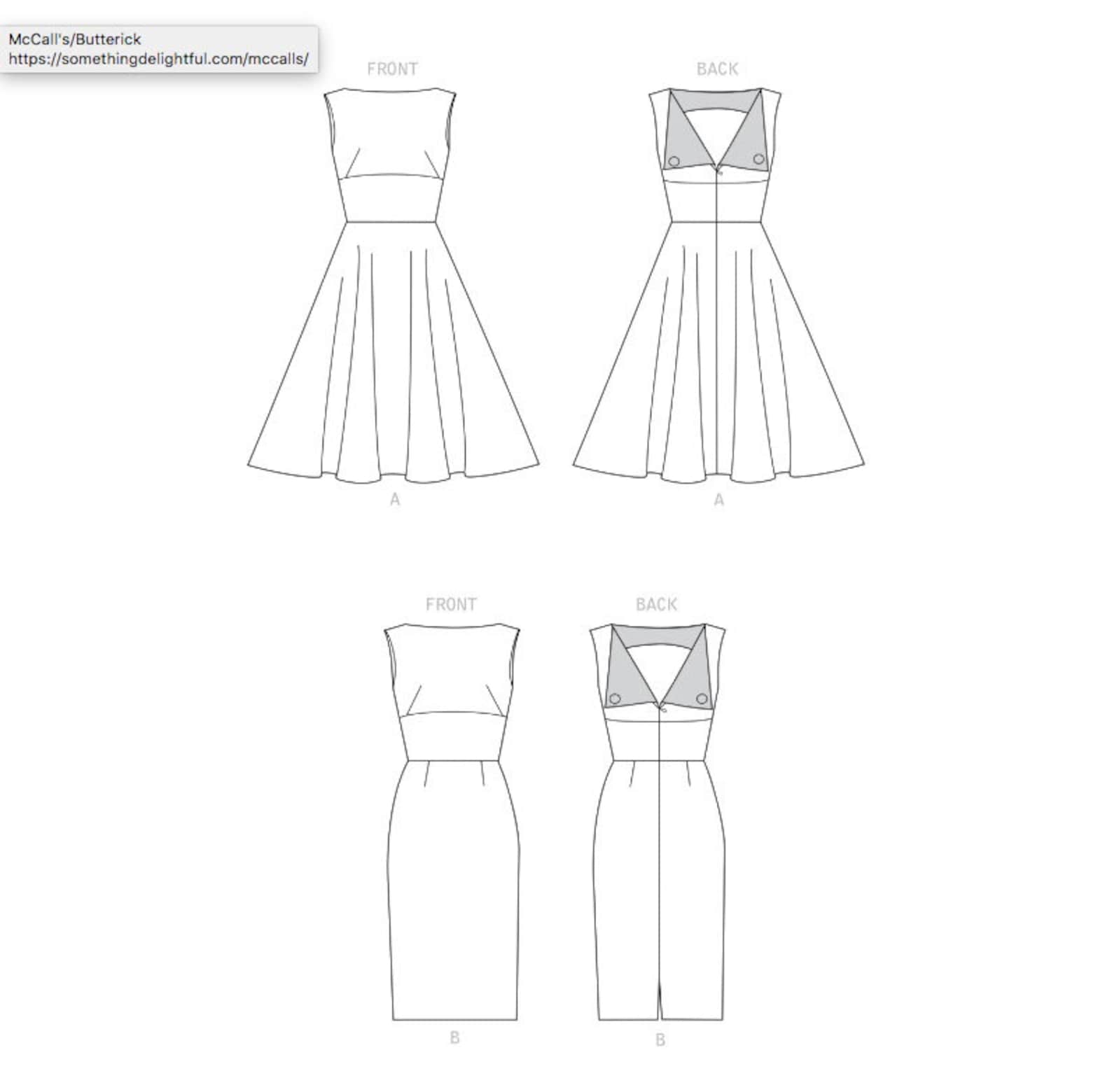Simplicity S9286 Misses' Fold-back Facing Dresses | Etsy
