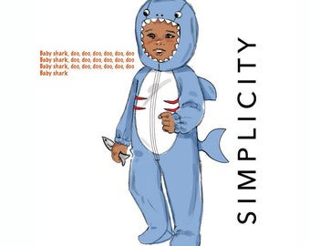 Simplicity S9159 Babies' Animal Costumes Baby Shark, Baby Deer, Baby Lion