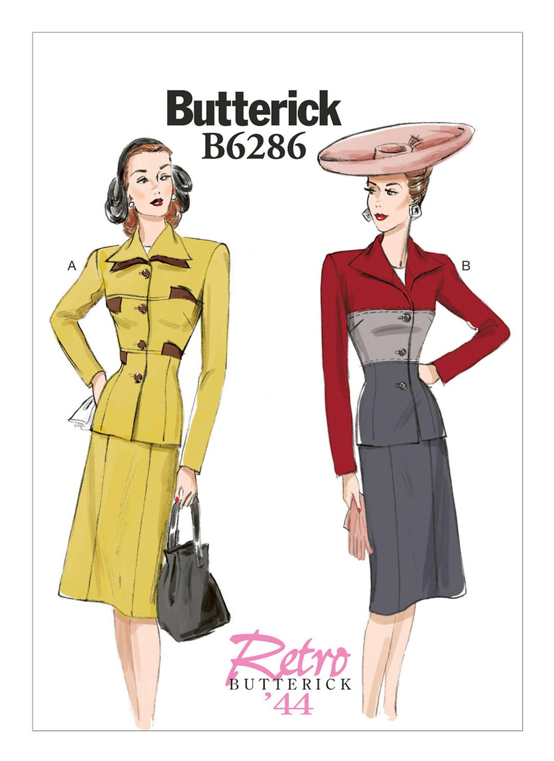 Butterick B6286 Misses' Colorblock Jacket and Skirt Circa