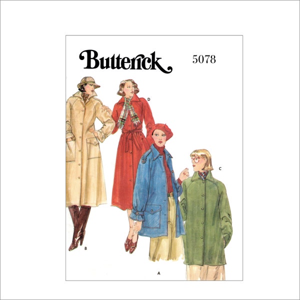 Butterick 5078 Misses' Loose Fitting Lined Raglan Sleeve Coat w Length Options