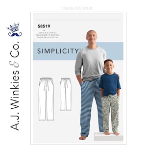 Pantalones de estar por casa ajustados para niños y hombres - Simplicity S8519