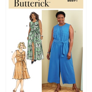 Damenkleid, Overall und Schärpe - Butterick B6891