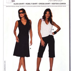 May include: Burda sewing pattern number 7696 for a sleeveless dress and a pair of shorts. The pattern includes seam and hem allowances. The pattern is available in sizes 6-16 and 32-42.